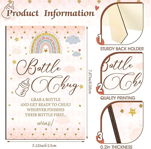 Miniatura 3 de Sherr Juegos de baby shower geniales, letrero de botella de madera para bebé, juegos de regalo de revelación de género y 12 biberones para baby