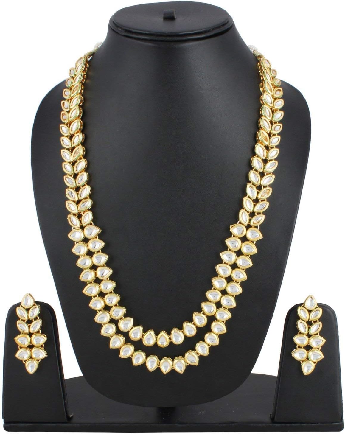 Aheli Fancy Wear Long Kundan Necklace Earring Set Ethnic Indian Bollywood Bharatanatyam jewellery set Gift for Women