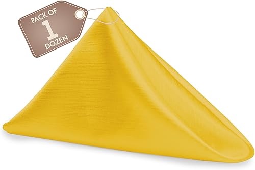 Ultimate Textile -1 docena - Reversible Shantung Satin - Majestic - Servilletas de tela Majestic de 17 x 17 pulgadas color dorado