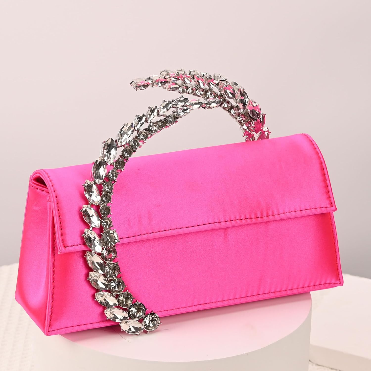 Evening Bag For Women Glitter Crystal Handle Clutch Purse Flap Handbags For Wedding Party Chain Crossbody Bags