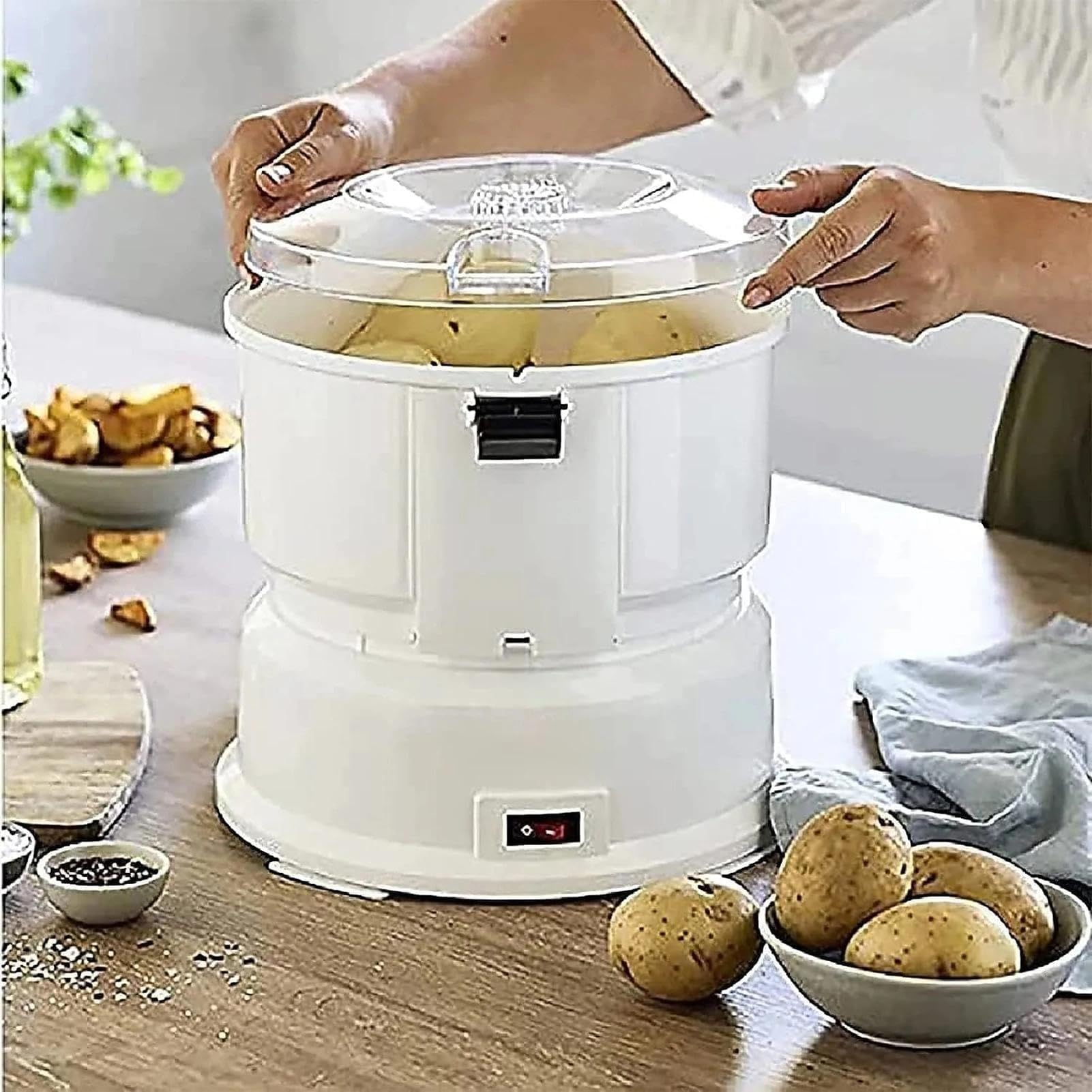 Pelador De Patatas, Pelador De Verduras Doméstico | Acero Inoxidable 85W, Capacidad 1kg, Pela Y Deshidrata Verduras En 2 Minutos, For Uso En Cocina Y Restaurante