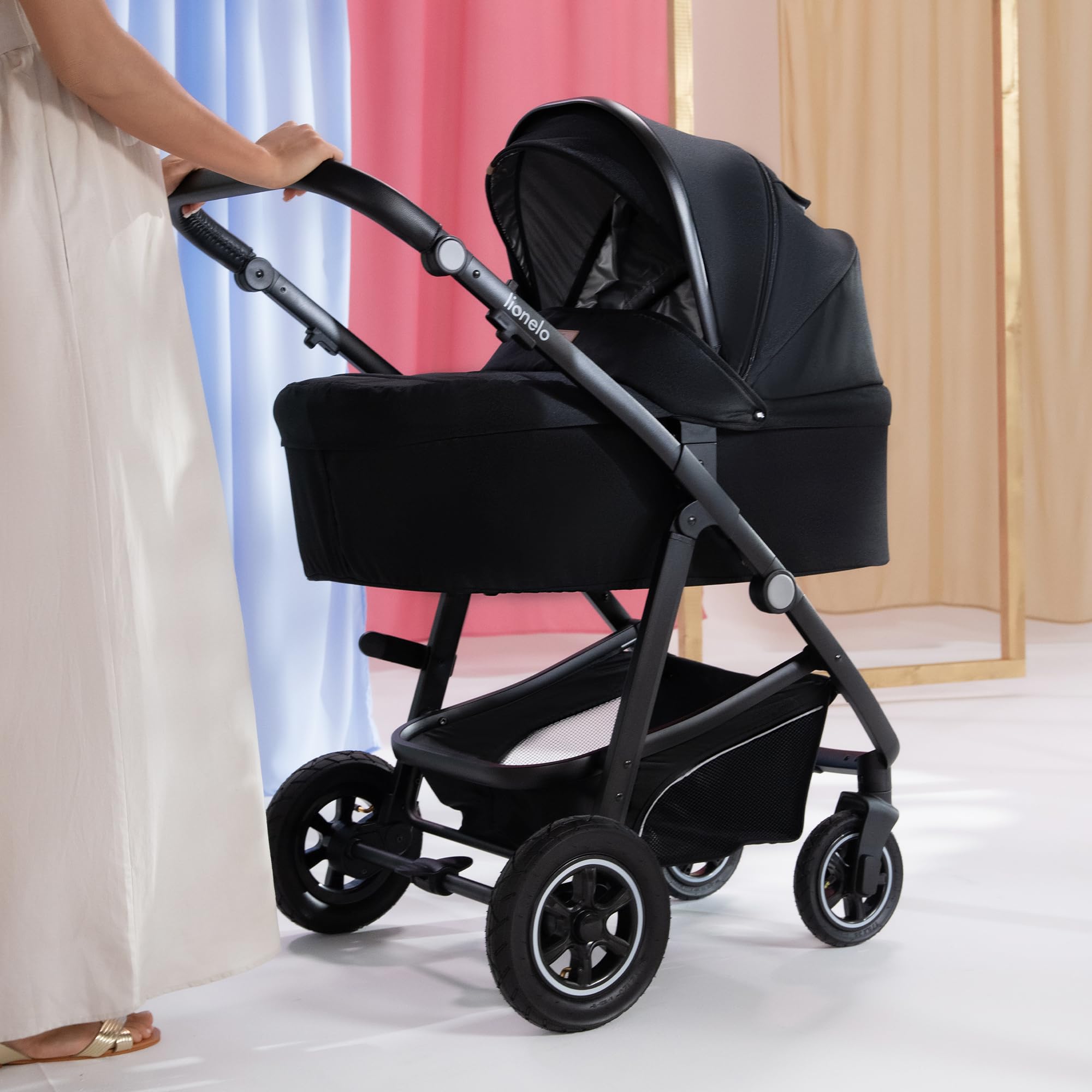 LIONELO BIANKA Kinderwagen 3 in 1 bis 22 kg, Babywanne, Autositz