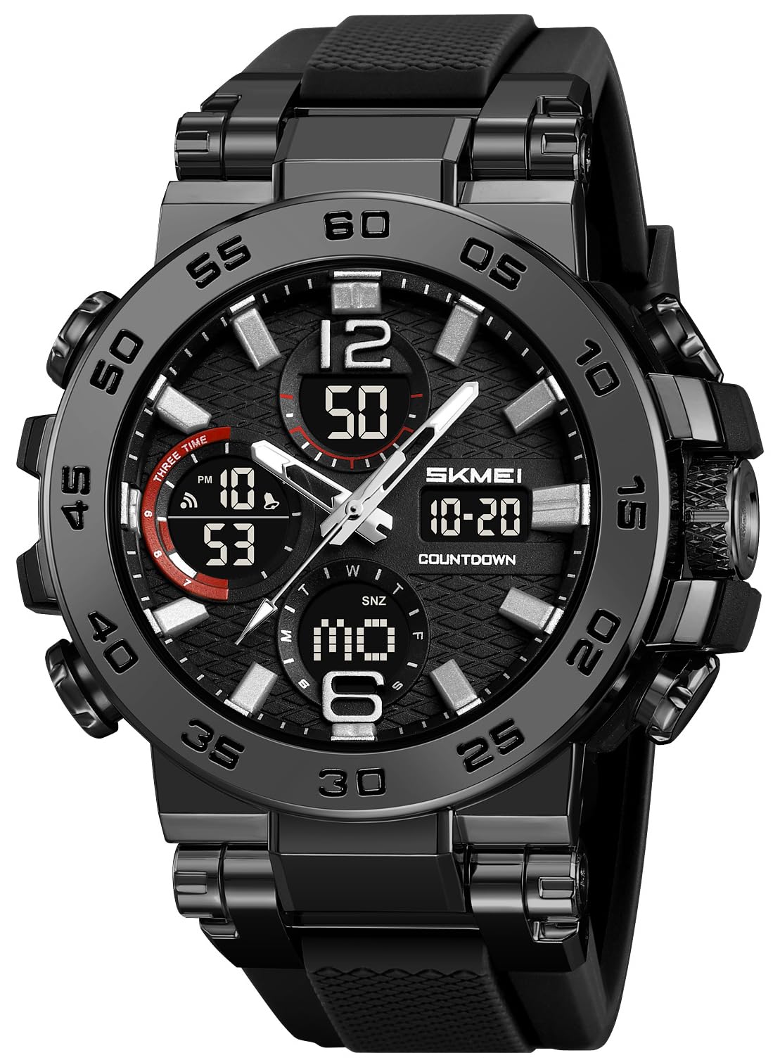 FANMIS Orologio sportivo da uomo, analogico, digitale, doppio display, militare, multifunzione, impermeabile fino a 50 m, con sveglia, cronometro, retroilluminazione, 12 ore su 24 ore, per attività