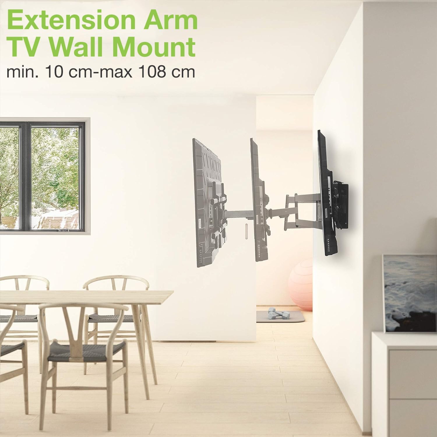 Techly 368048 Supporto a Muro Extra Long Full Motion per TV 42-80" Nero