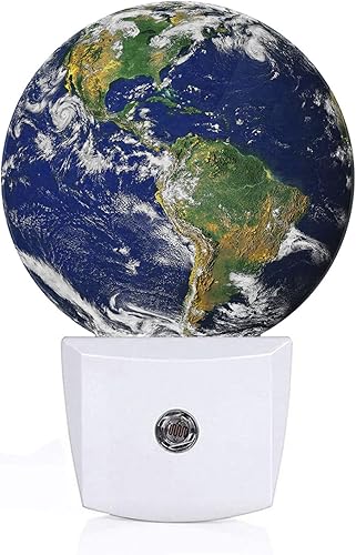 Axayaz Luz de noche azul planeta verde montaña blanco en negro universo espacio enchufe en lámpara de noche sensor automático energía eficiente
