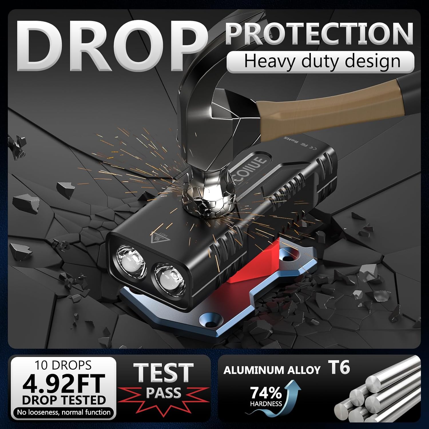 Skateboard Lights,Super Bright | 10000 mAh 74+H Run Time | Ultra Hard T6 Aluminum Alloy | Digital Power Display| Quick Release Longboard Lights