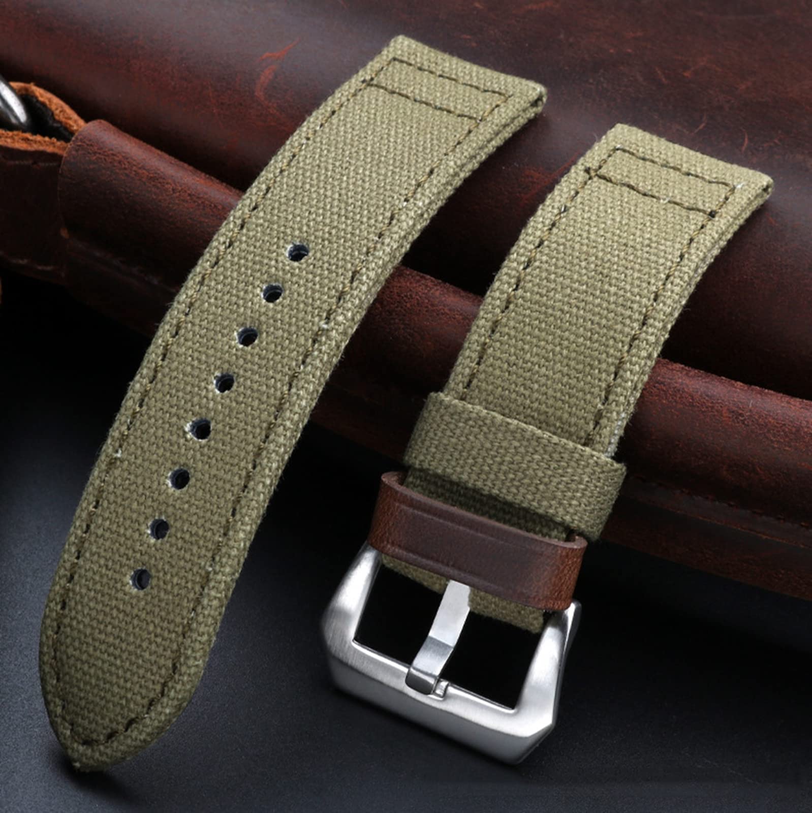 Accessori per orologi da uomo con cinturino di ricambio per orologio da polso in tela ispessita a doppia faccia da 24mm