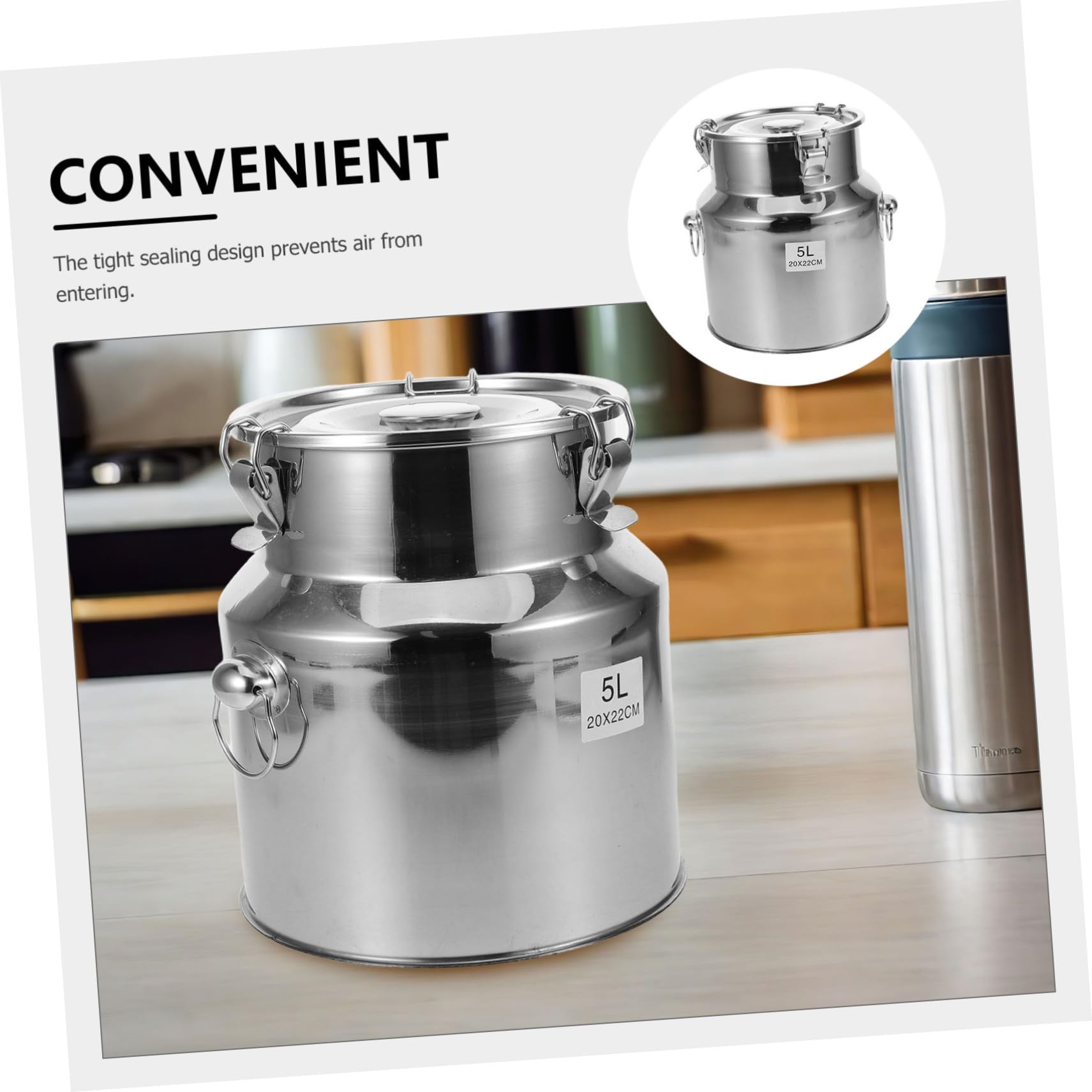 MAGICLULU Contenitore Ermetico in Acciaio Inox 5l con Finitura Lucida