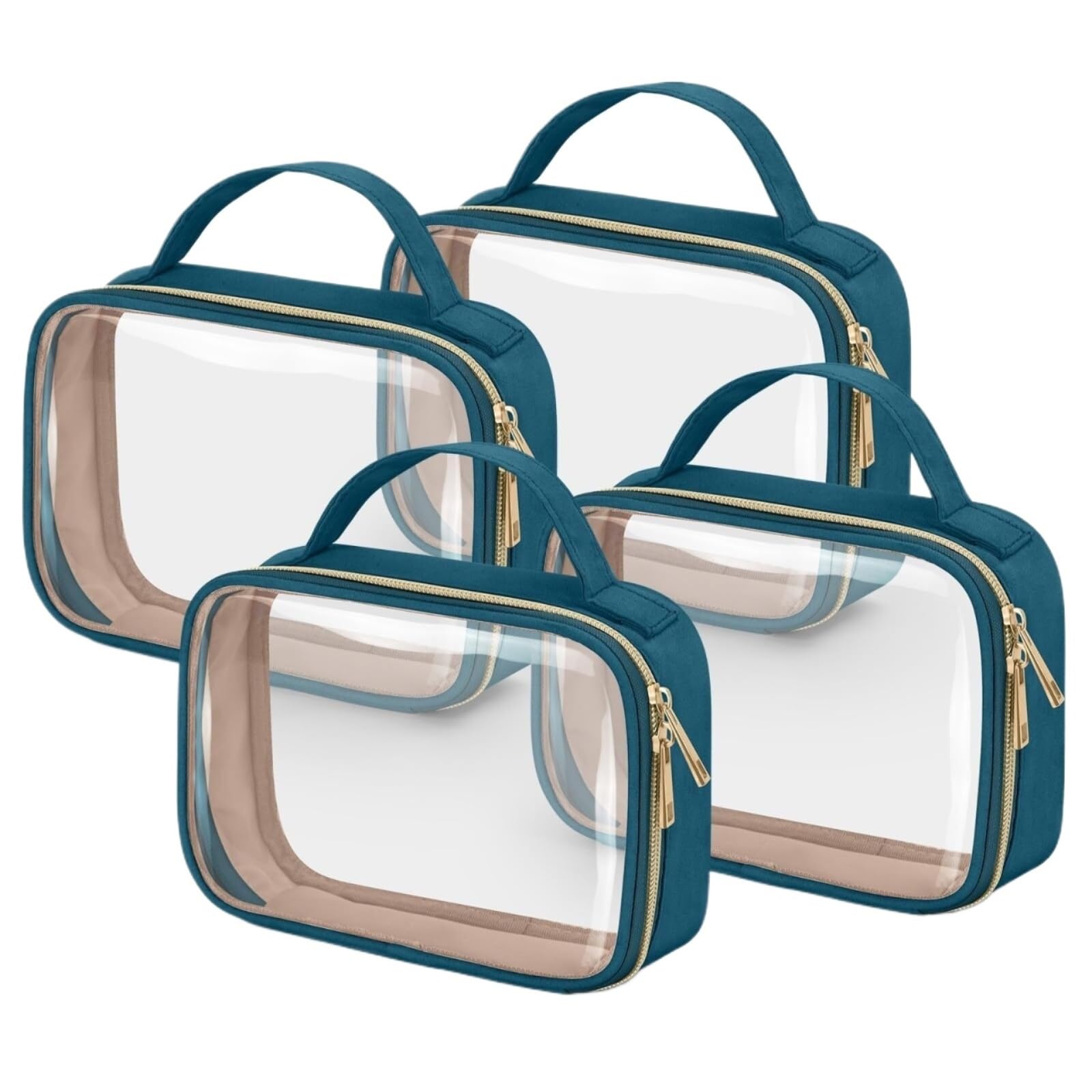 Kulturtasche Schminktasche Kulturbeutel Transparente Kosmetiktasche Mit Griff Transparenter Kulturbeutel Waschtasche Kosmetiktasche(Blue,20cm-4)