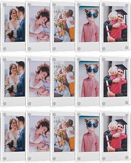 15-Pack Acrylic Magnetic Fridge Frames for Instax Mini & Polaroid Photos - 2.36x3.54in Double-Sided Clear Display Magnets