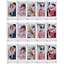 SUNEZLGO 15 Pack Acrylic Fridge Magnetic Frame for Polaroid, 2.36x3.54 In Mini Picture Frames for Fujifilm Instax Mini, Double Sided Photo Refrigerator Magnet Picture Frame Clear Picture Display Frame