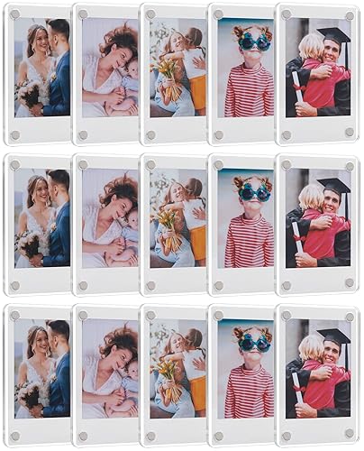 SUNEZLGO 15 Pack Acrylic Fridge Magnetic Frame for Polaroid, 2.36x3.54