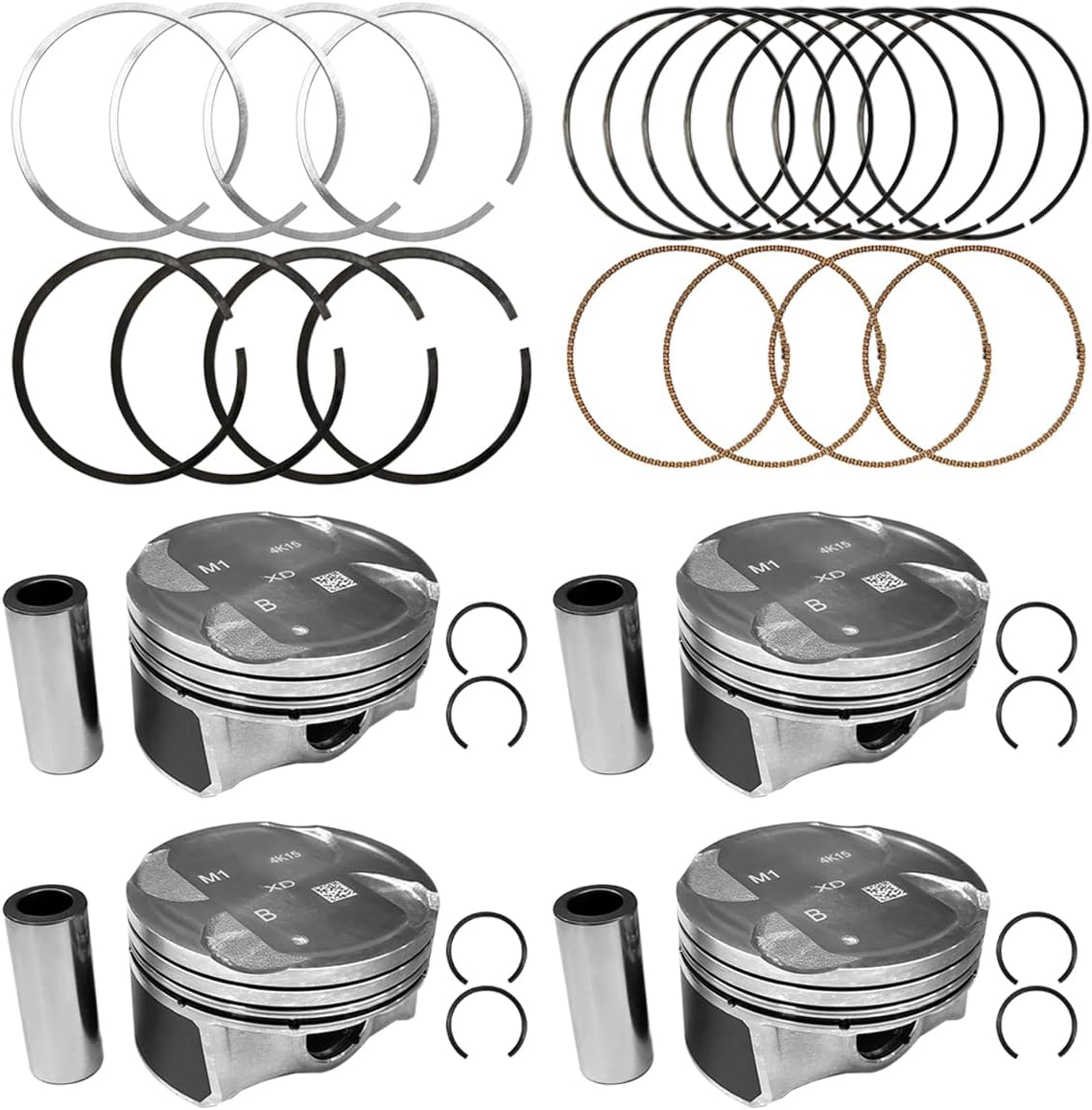 BuliBoao Engine Piston Ring Set with Pins & Clips for Hyundai Elantra Kia Forte 1.8L 2011-2016 STD Size 23041-2E100