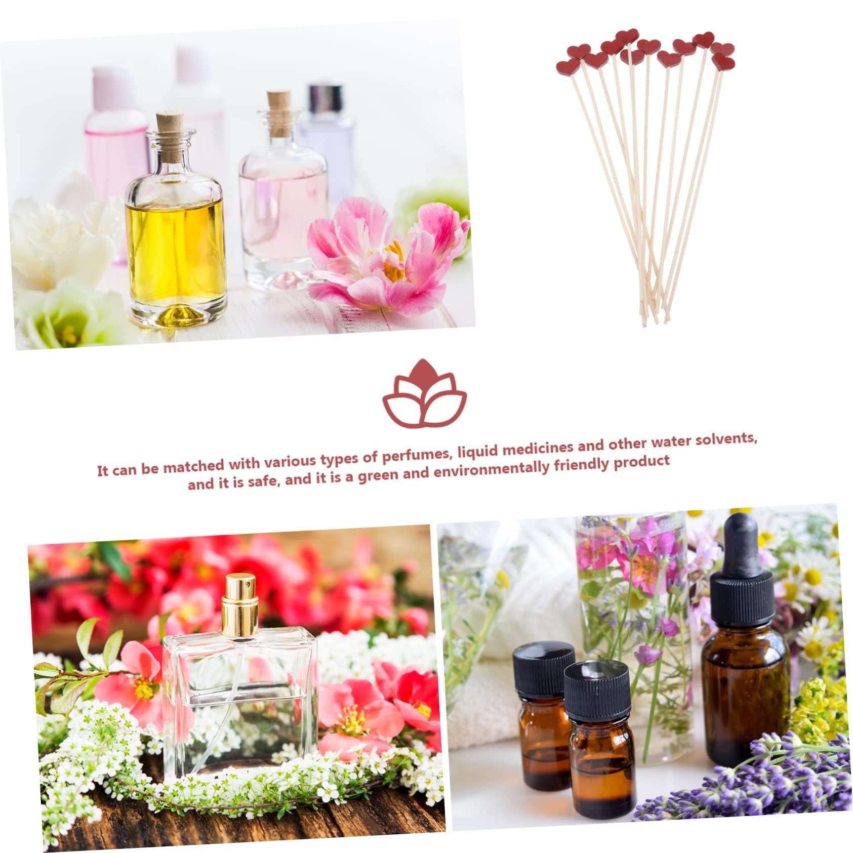 Cabilock 12pcs Decorative Aroma Sticks for Home Fragrance Heart Shaped Diffuser Accessories for Living Room Kitchen Bathroom and Office Decor