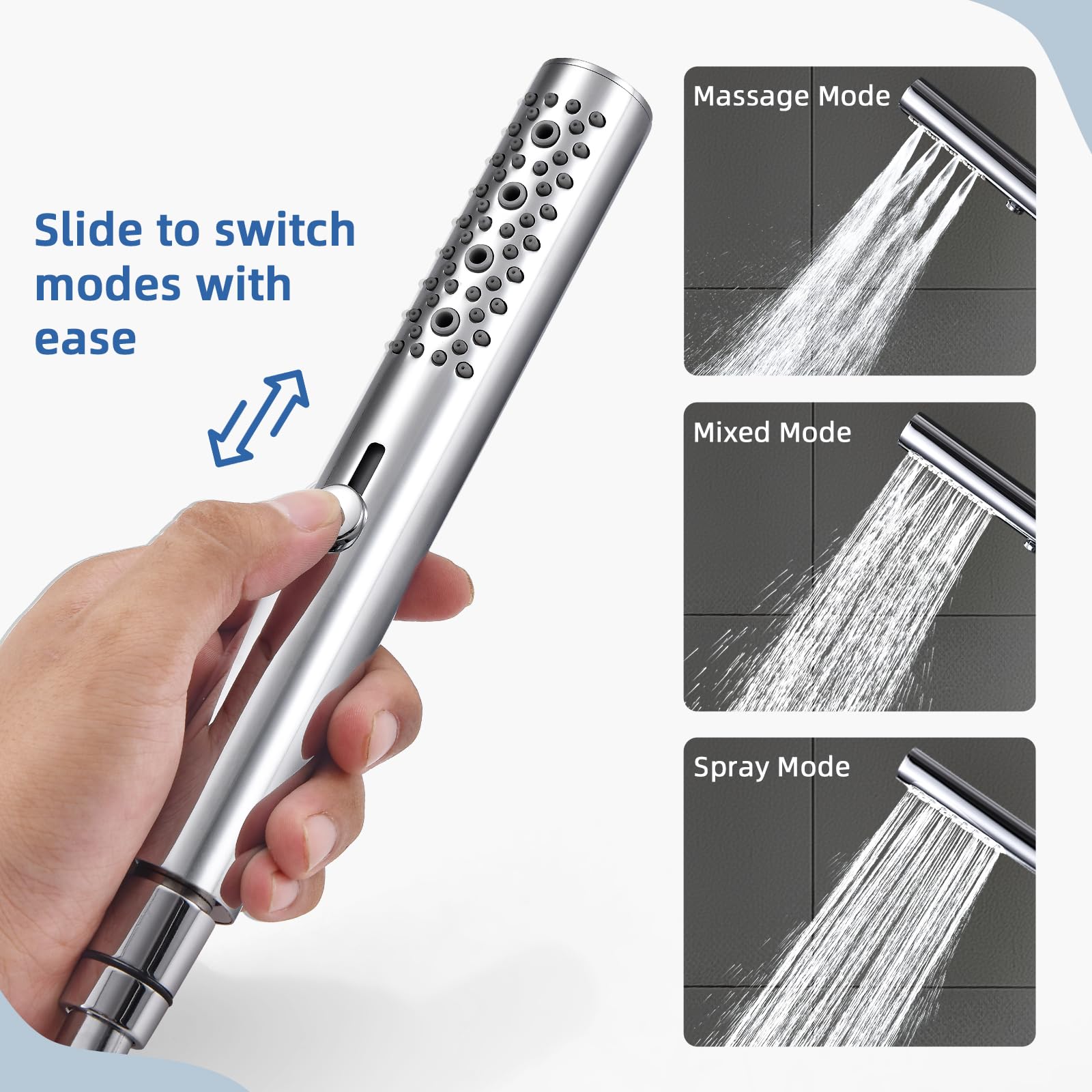 Hardivalue All-Metal 2-Function Shower Head for The Bathroom Water-Saving Handheld Wand with Massage Function - Image 3