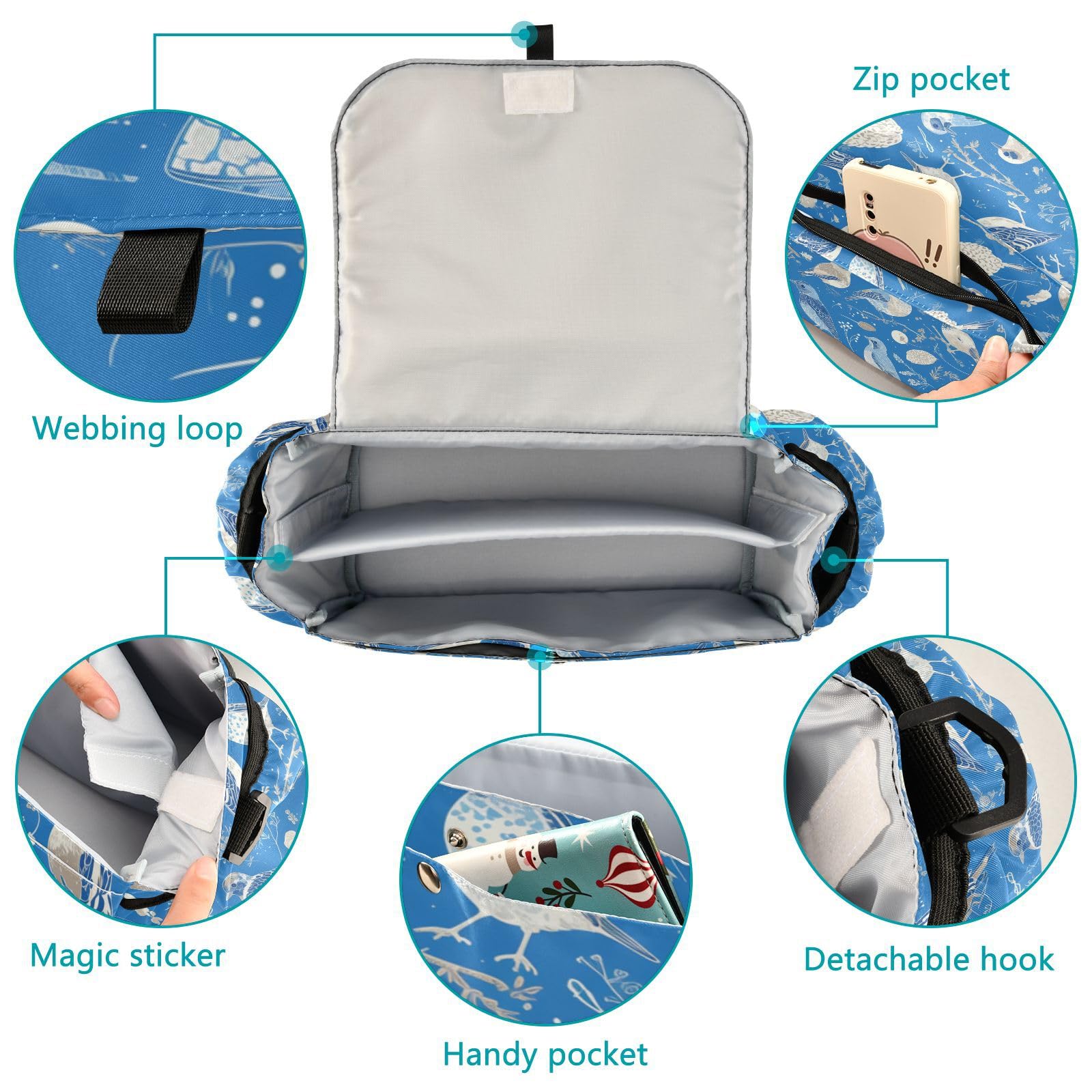 miaozhen Cartoon Quail Dark Blue2 stroller storage organizer large caddy organizer purse accesorios para carros de accesorios para carros de