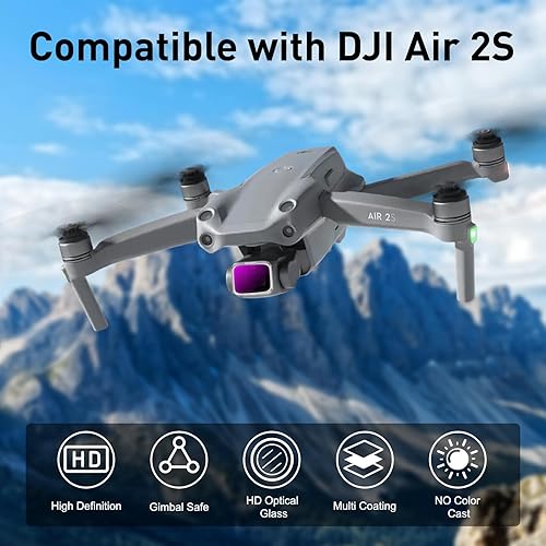 Miniatura 10 de LENSKINS Filtros ND para dron DJI Air 2S, paquete de 4 filtros ND4CPL, ND8CPL, ND16CPL, ND32CPL compatibles con DJI Air 2S, densidad neutra y