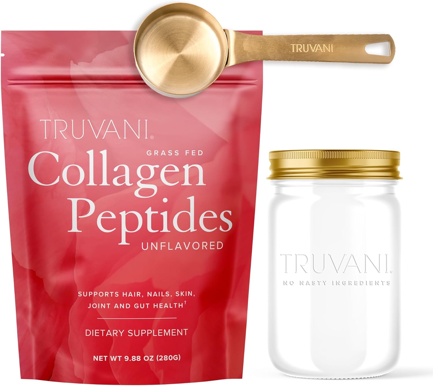 Truvani Collagen Peptides (14 Servings) with Jar & Scoop