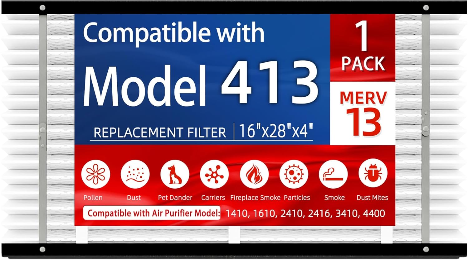1 Pack, 410 Replacement Filter, Compatible with AprilAire 410 Whole House Air Purifiers Models,1410,1610,2410,2416,3410,4400,MERV11 HVAC Furnace Filter Replacement,Actual Size:16"x28"x4" Air Filter
