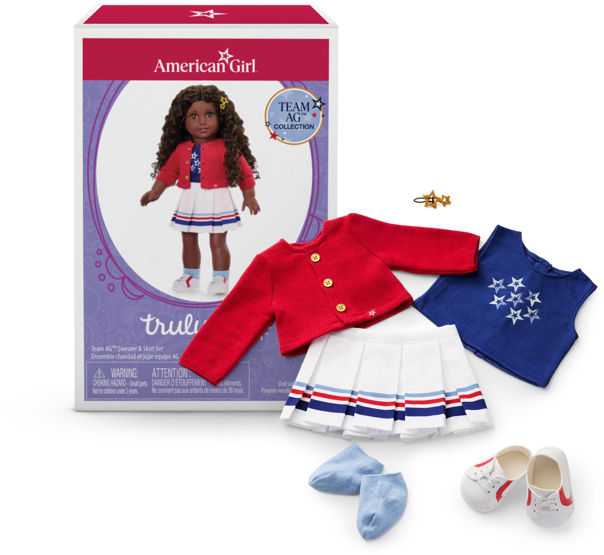 American Girl Team AG Sweater & Skirt Set 18 inch Doll Clothes with Tank Top, Red, White, and Blue, 6 pcs, Ages 6+