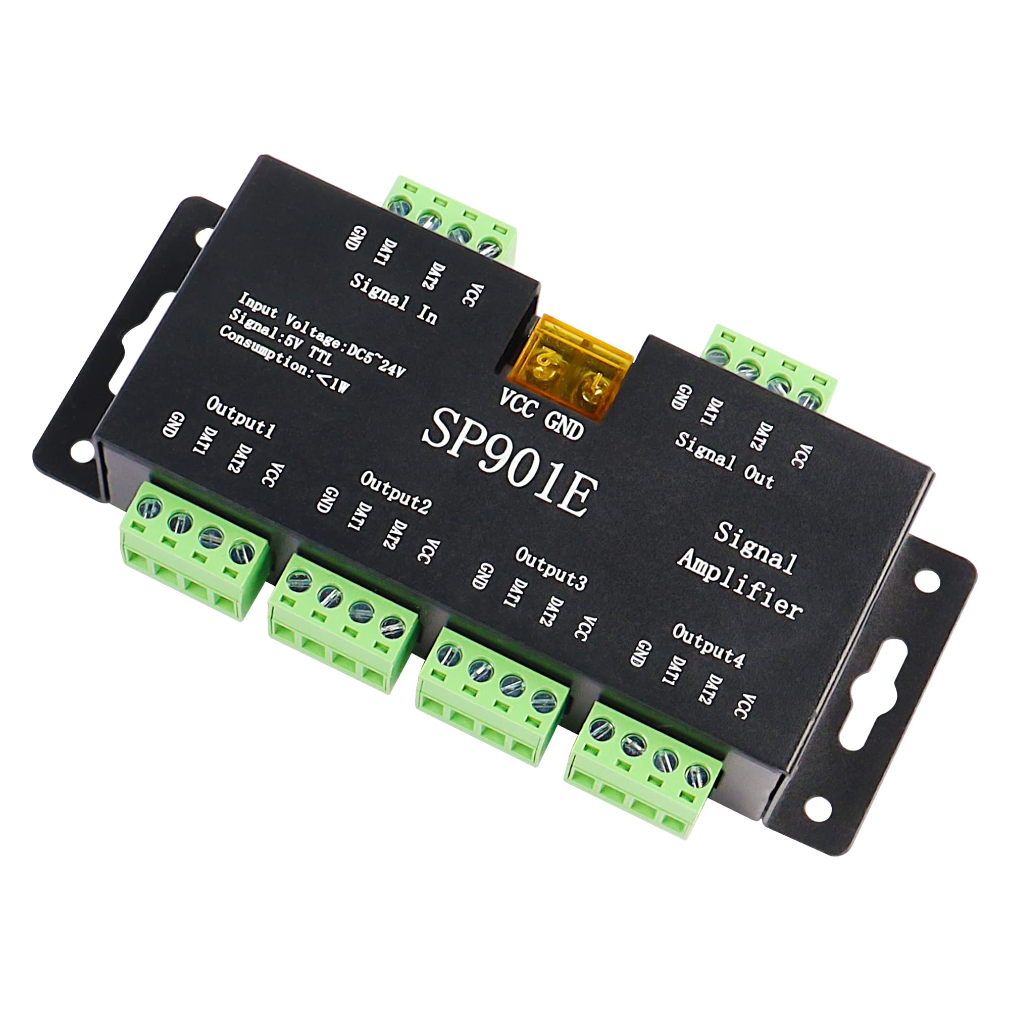 MEIRIYFA SP901E LED Pixel Strip Amplifier Controller Signal Data SPI Repeater DC 5V-24V for WS2812B WS2811 SK6812 RGB LED Strip Lights