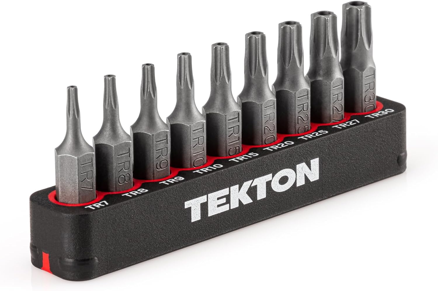 TEKTON 1/4 Inch Tamper Star Bit Set with Rail, 9-Piece (TR7-TR30) | DZT93002
