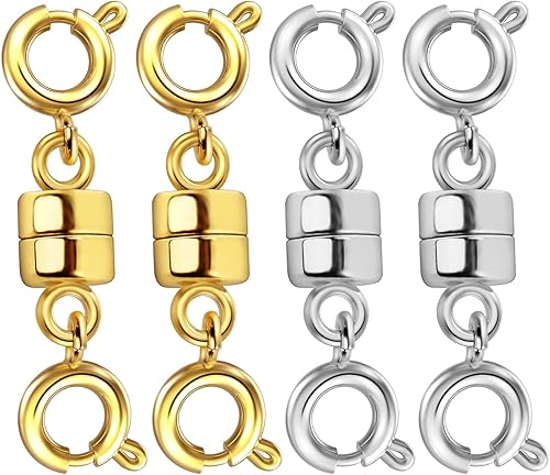 Dailyacc Cierres y cierres magnéticos para collares, extensor de pulsera doble abierto para convertidores de joyas (oro de 14 quilates, plata)