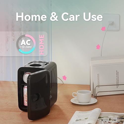 Miniatura 6 de EUHOMY Mini nevera, 4 litros6 latas ACDC pequeño refrigerador para cuidado de la piel, enfriador portátil y calentador para el cuidado de la piel,