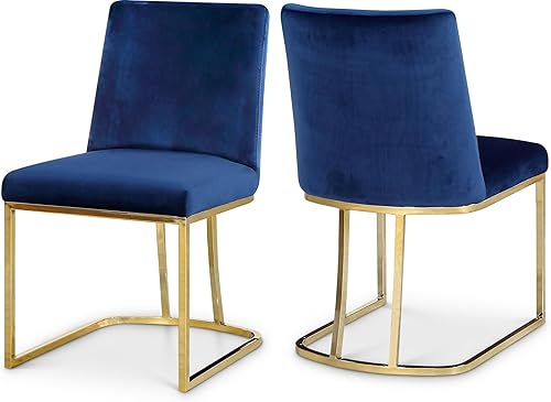 Miniatura 15 de Meridian Furniture Heidi Collection Modern - Silla de comedor tapizada de terciopelo contemporáneo con marco de metal cromado pulido, juego de 2, 19