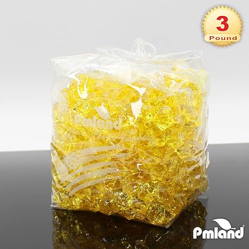 Miniatura 7 de PMLAND Rocas de hielo falsas transparentes 550 piezas grandes de diamantes acrílicos amarillos triturados, 3 libras2.25 cuartos de galón de relleno