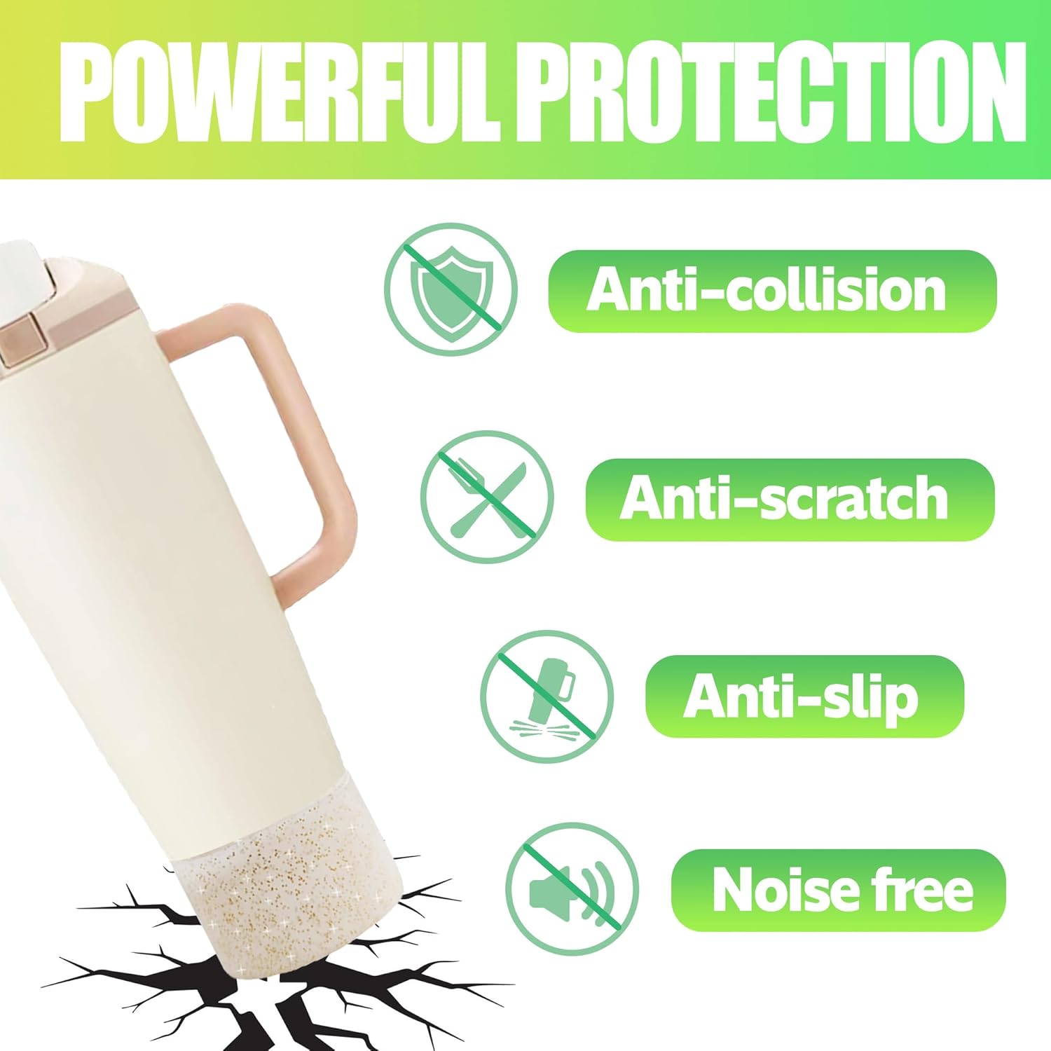 Silicone Boot Compatible with Owala 30oz & 40oz FreeSip Sway Bottles & Tumblers, Protective Anti-Slip Bottom Cover Sleeve for Freesip Sway Tumbler (Glitter Gold, Short-2PCS) - Image 3