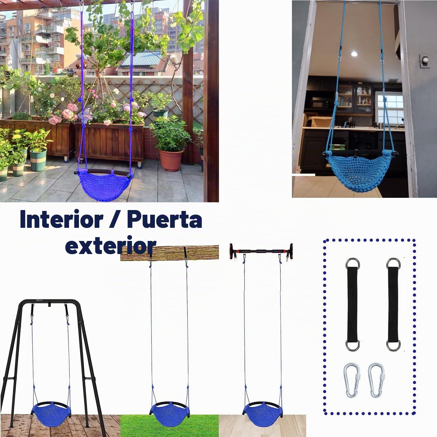 Columpio infantil para interior y exterior, columpio colgante para niños