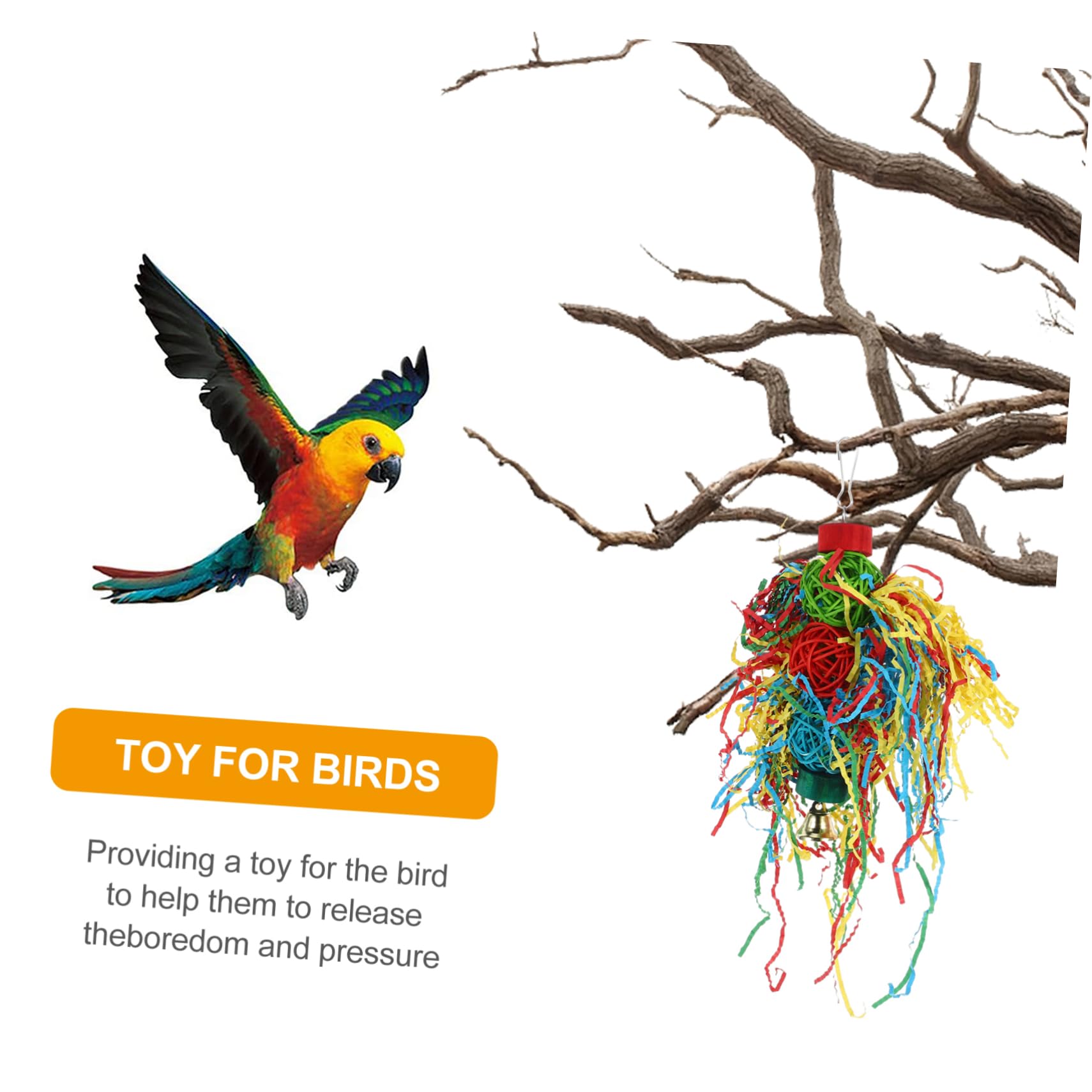 POPETPOP 15 Pièces Jouet Perroquet Fournitures pour Animaux Oiseau Suspendu Jouet Grand pour Oiseaux Joli des Oiseaux ustensiles de cône Provisions Combinaison Bois