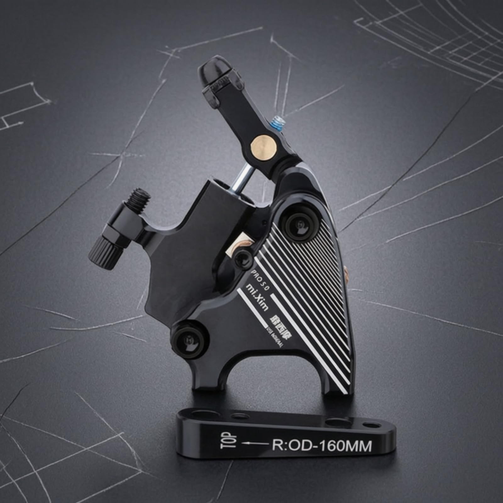 MERIGLARE Scheibenbremse Fahrrad Bremssattel Bremszange Bremskörper Bremsanlage mit Adapter für 140/160 Cm Und Exakter Passung für Standardaufnahmen für Rennrad, Blau, 140/160mm Universal