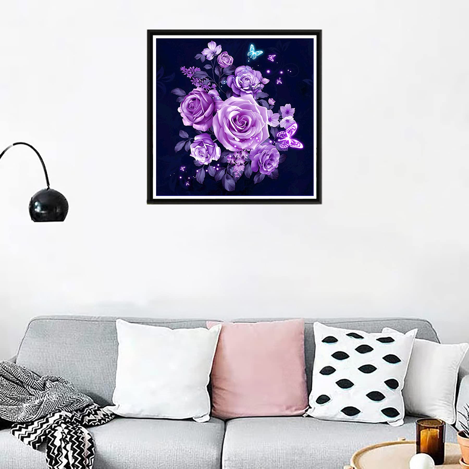 Zariocy 5D Diamond Painting La farfalla, Pittura Diamante Kit Animale Tondo Da Ricamo Artigianale Per Pittura Con Strass Artigianato Per La Decorazione Della Parete Di Casa 30x40 Cm