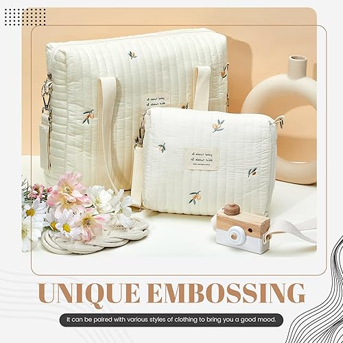 Vista 15 de Paterr Bolsa de pañales para mujer, multifunción, multitamaño, bolsa de maternidad, acolchada, de algodón, bonita, 2