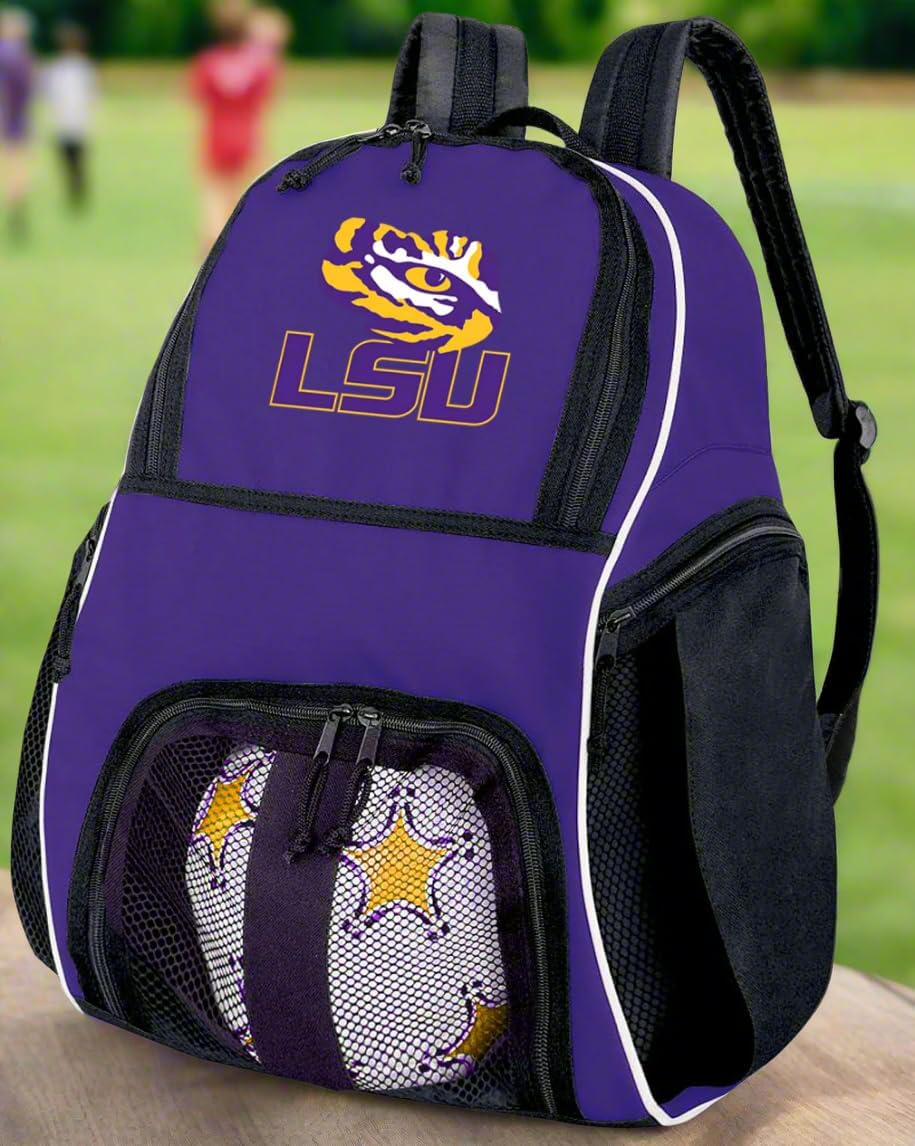 Broad Bay LSU Soccer Backpack or Louisiana State University Logo Volleyball Bag Purple