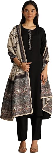 Soch Womens Silk Woven Design Suit Set With Zari