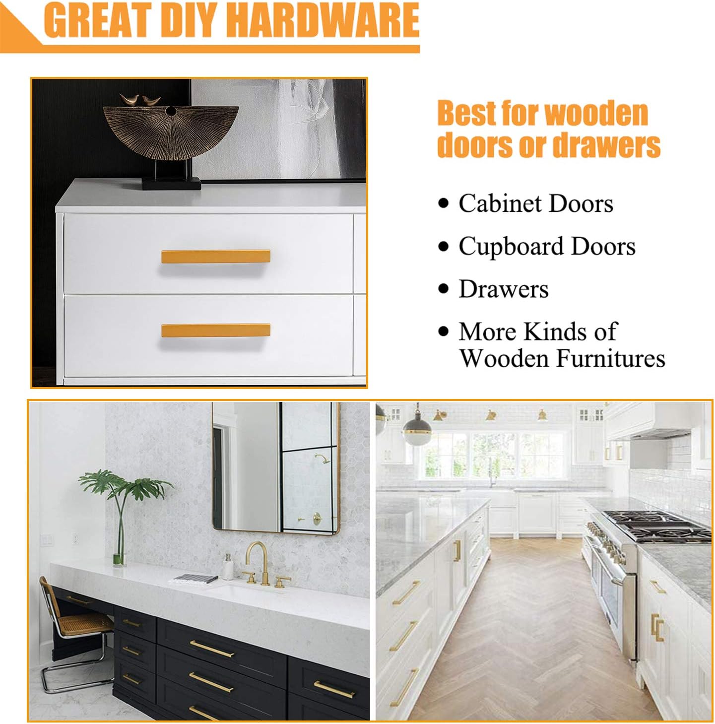 Flash Deals - 40% OFF Probrico Gold (30 Pack) Square Cabinet Pulls, 1/2 in Width Stainless Steel Drawer Pulls,Brass Cabinet Pulls for Kitchen Closet Door Handle, Dress Wardrobe Hardware (Hole Center:3-3/4 inch (96mm))