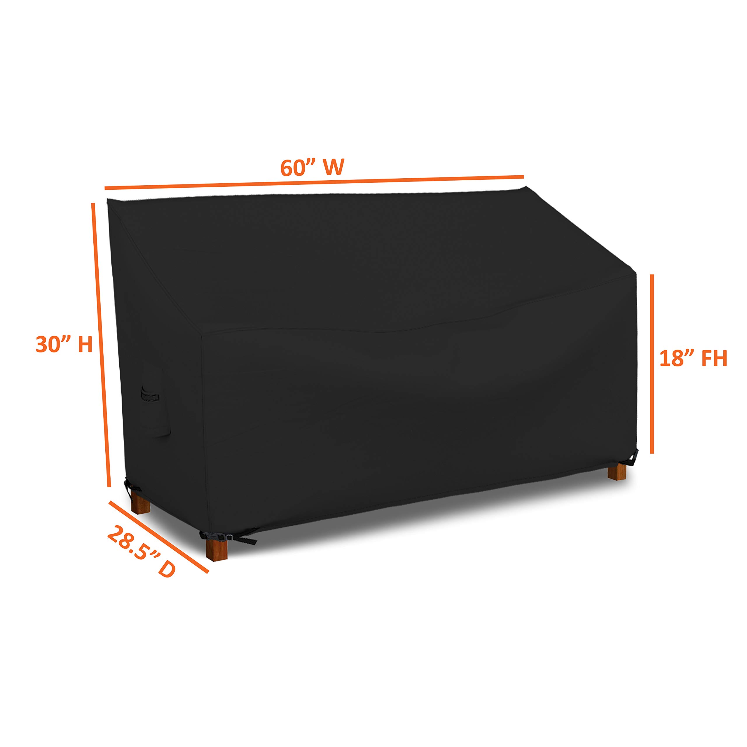 Bench Cover 12 Oz Waterproof - 100% Weather Resistant Customizable Bench Seat Cover with Air Pockets and Drawstrap for Snug Fit (60