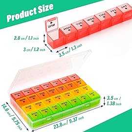 Large Monthly Pill Organizer, XL 4 Weeks Pill Box,28 Day Pill Cases Organizerd by Week,Big Compartment Pill Container with Dust-Proof,for Pills/Vitamin/Fish Oil/Supplements,by Yaklim (ROYG)