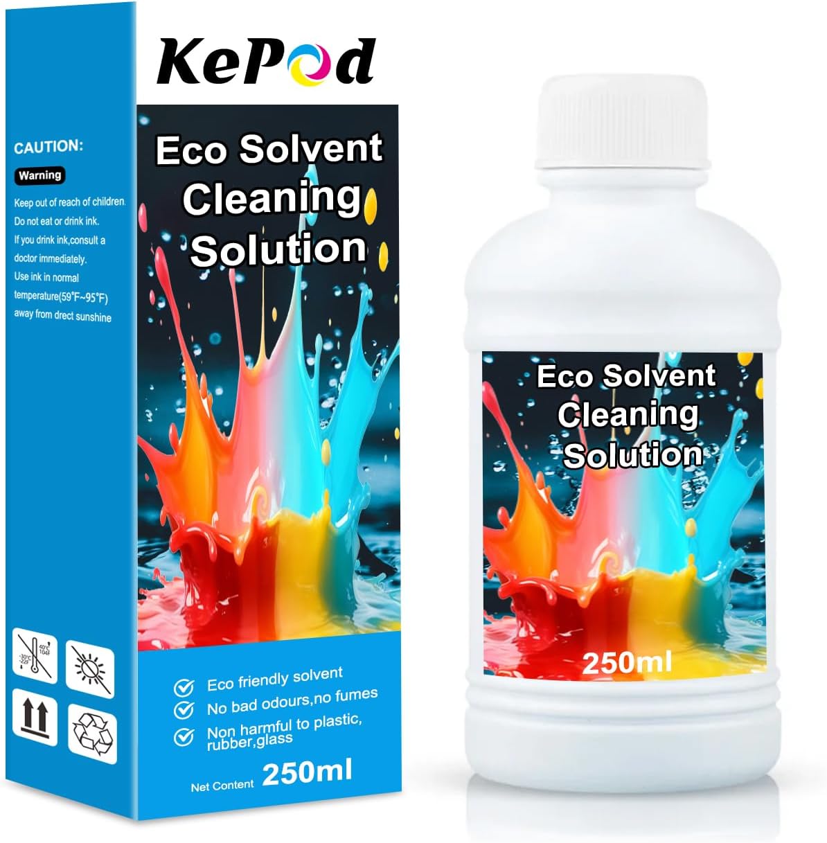 Eco Solvent Ink Cleaning Solution Printhead Cleaning Fluid 250ML for Roland Mutoh Mimaki for XP600 TX800 DX5 DX7 DX9 DX10 DX11 DX4 I1600 I3200 （1 Pack）