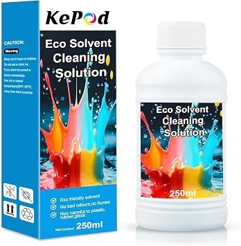 Eco Solvent Ink Cleaning Solution Printhead Cleaning Fluid 250ML for Roland Mutoh Mimaki for XP600 TX800 DX5 DX7 DX9 DX10 DX11 DX4 I1600 I3200 1 Pack