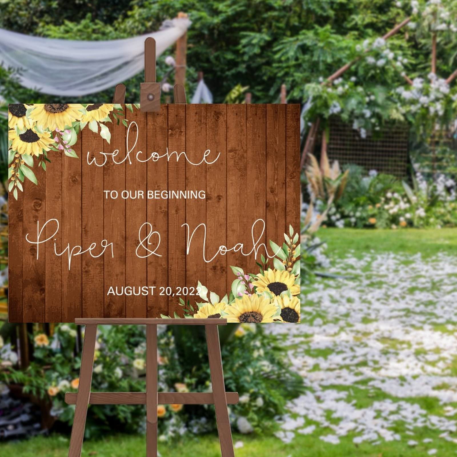 Panneau de bienvenue mariage tournesol pour guider vos invités avec style