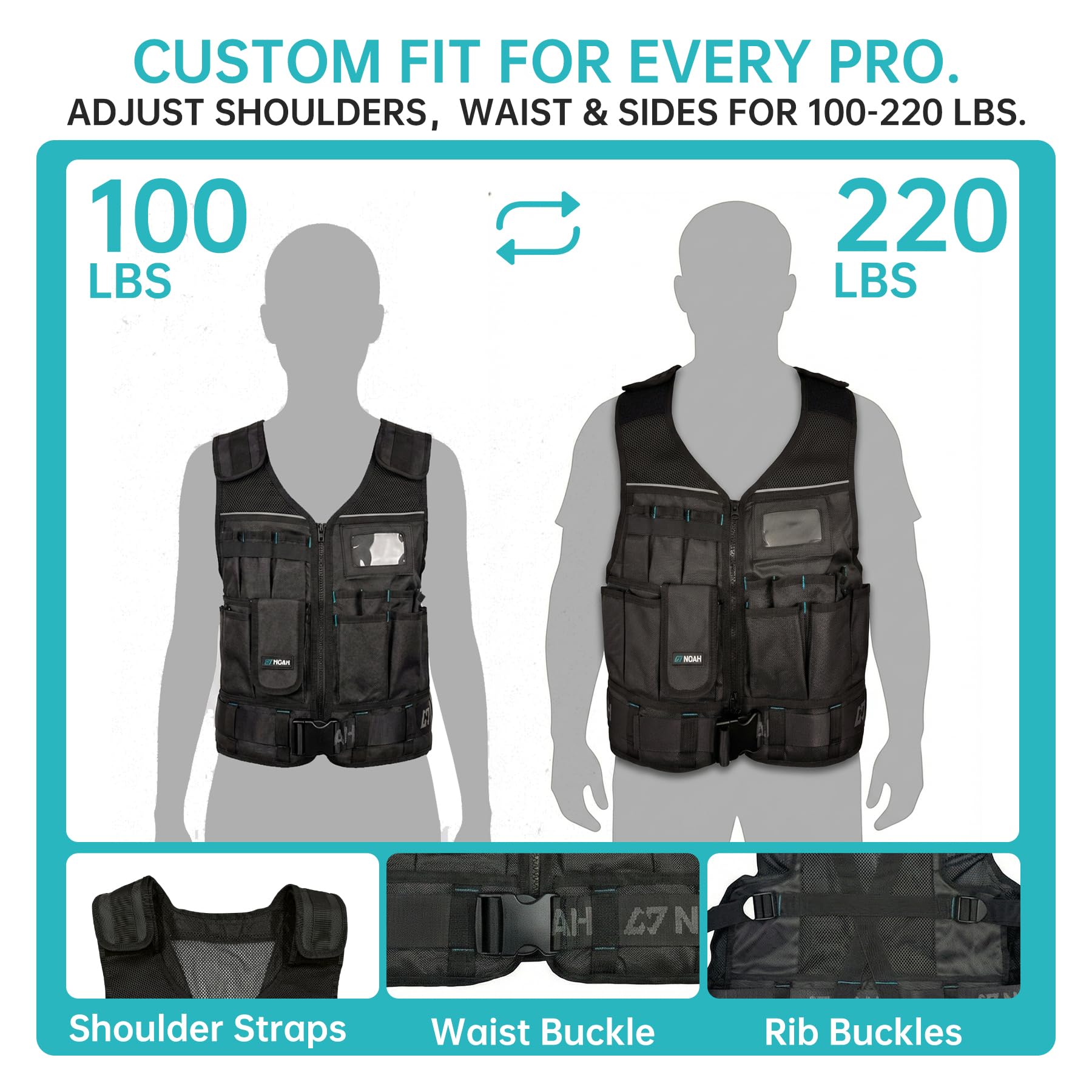 N NOAH Heavy-Duty Tool Vest for Men, Adjustable Size, 1680D