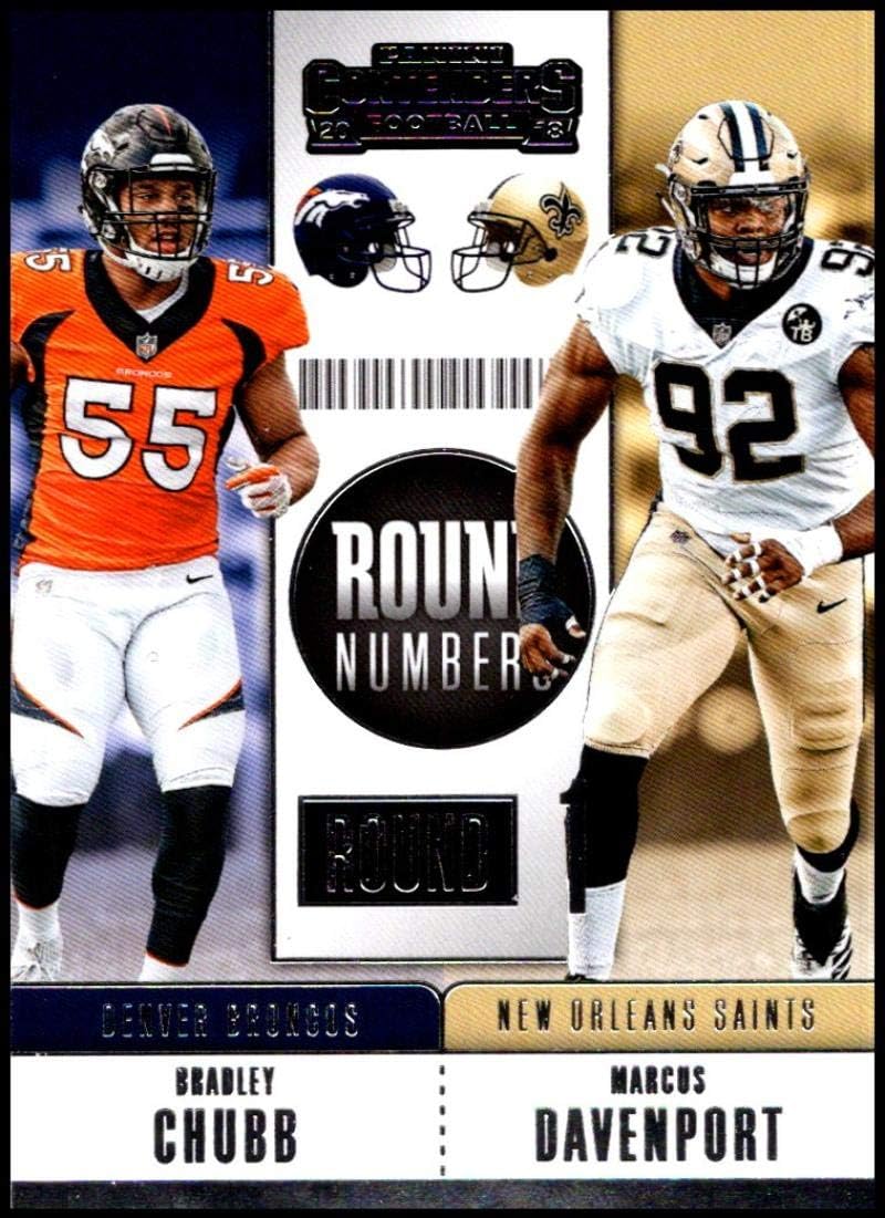 2018 Panini Contenders Round Numbers #RNA-CD Bradley Chubb/Marcus Davenport Denver Broncos/New Orleans Saints Football NM-MT