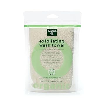 Earth Therapeutics Organic Cotton Exfoliating Wash Towel with Straps
