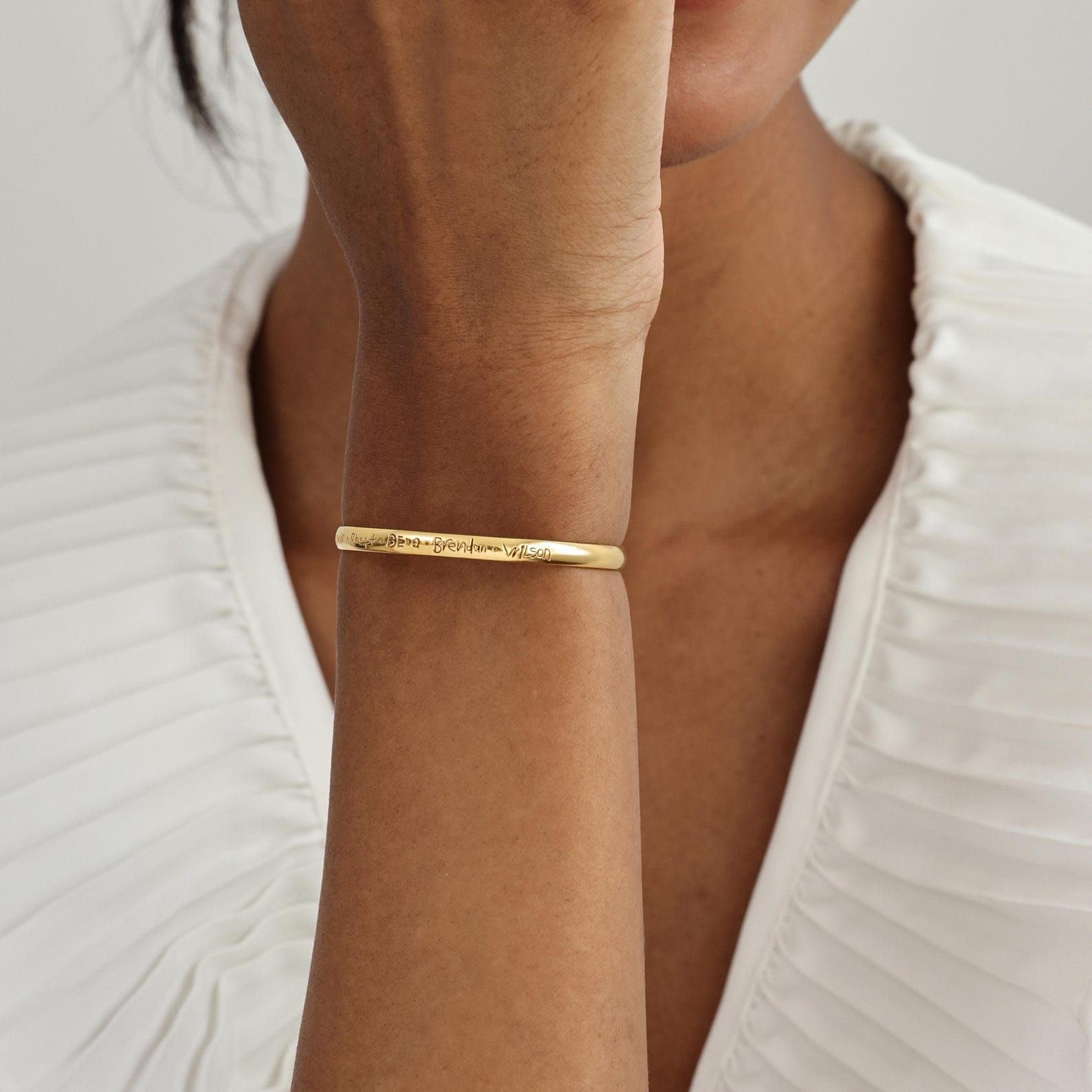 Bracciale rigido con incisione personalizzata | Bracciale rigido personalizzato con incisione | Matrimonio | Damigella d'onore - Natale