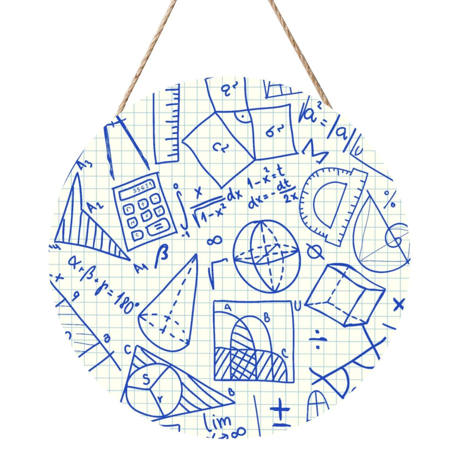 InOmak Mathematical Pattern, Round Wood Panel Painting 12 in, Wall Hanging Painting For Home