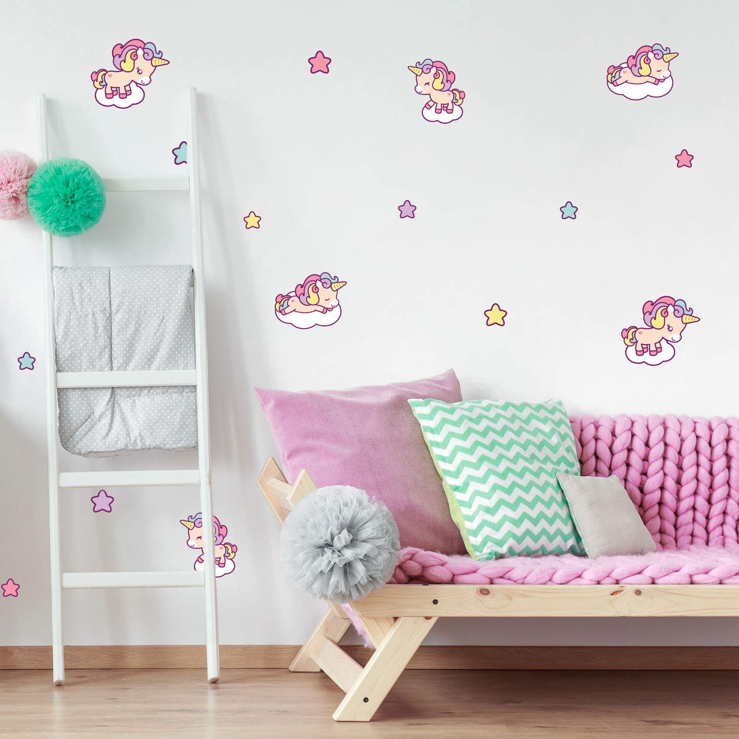 Stickerscape Option Two Cute Unicorn Wall Sticker Pack | Perfect For A Childs Bedroom, Playroom Or Nursery | Easy To Apply | Perfect To Add Interest To A Plain Wall (Option Two)